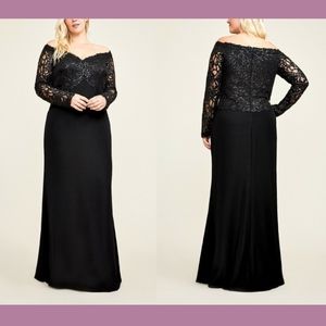 NEW $508 Tadashi Shoji Allyson Off Shoulder‎ Evening Gown [ PLUS Size 24Q 24W ]